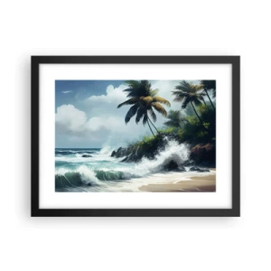 Póster en marco negro - En una costa tropical - 40x30 cm