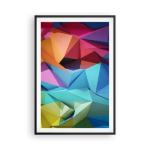 Póster en marco negro - Origami arco iris - 61x91 cm