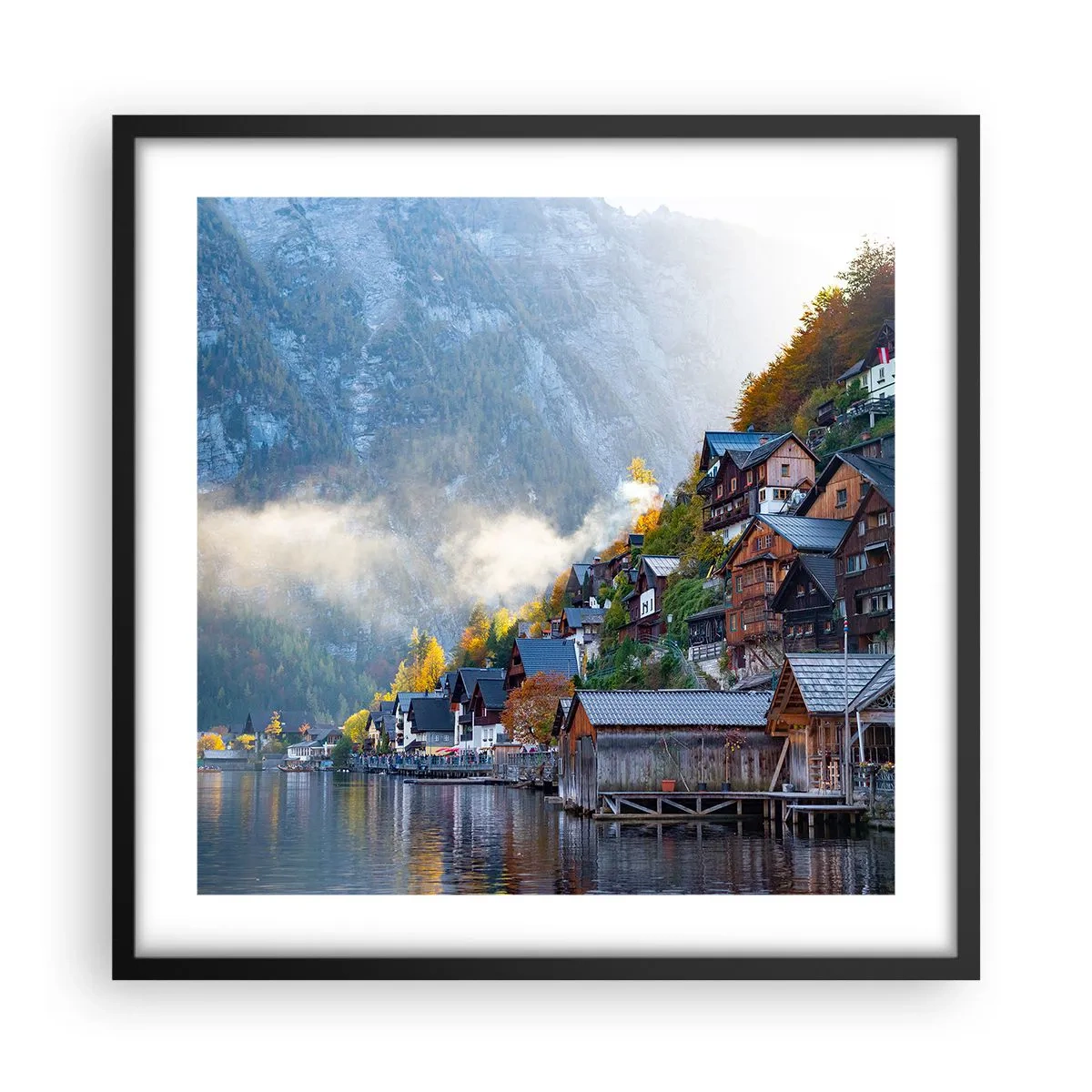 Póster en marco negro - Ambiente alpino - 50x50 cm