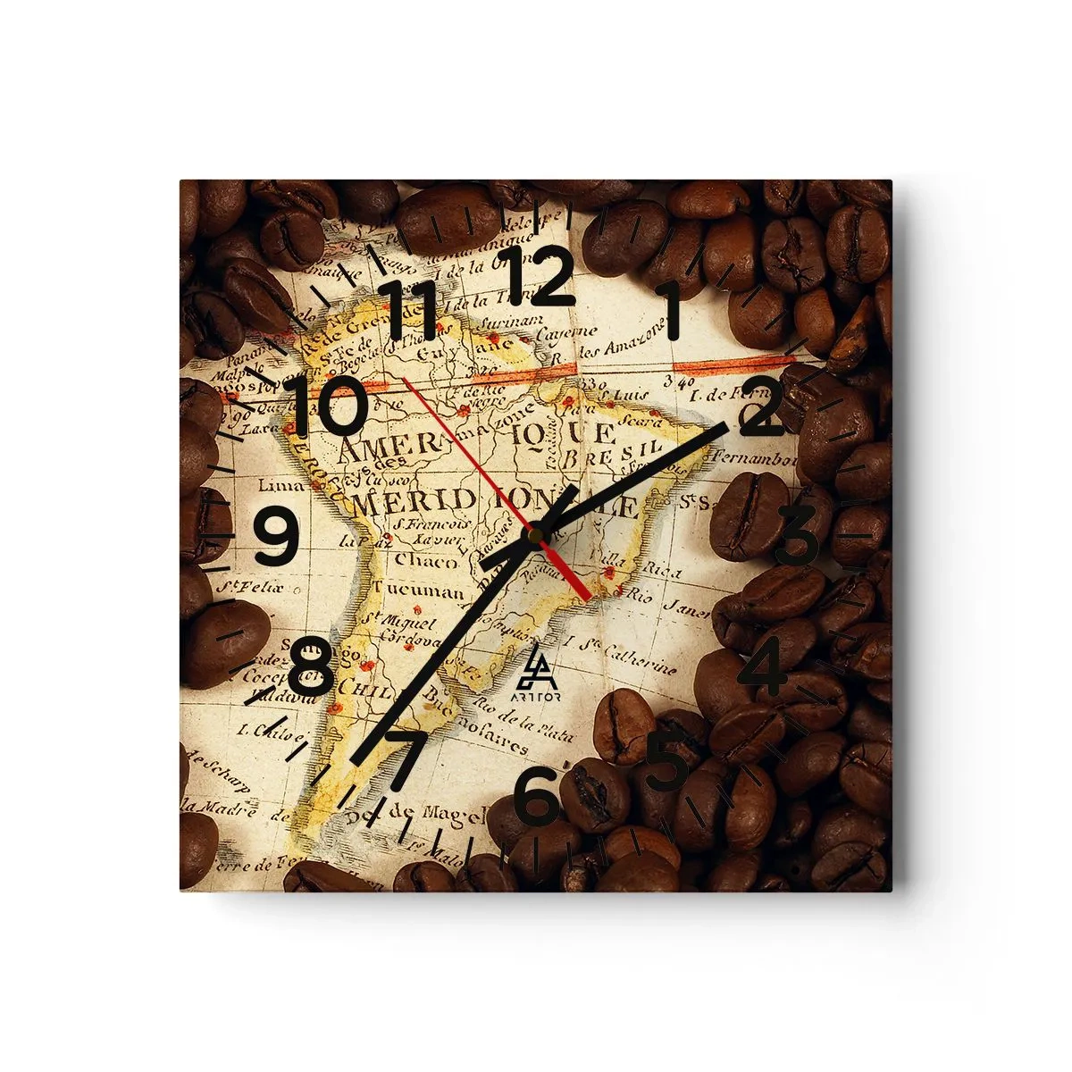 Reloj de pared - Reloj de vidrio - ¿De dónde viene el mejor café? - 30x30 cm