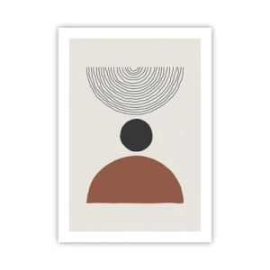 Póster - Motivo geométrico con semicírculo y líneas sobre fondo claro. - 50x70cm - En el centro de la atención - Decoración de pared moderna para salón y dormitorio ARTTOR