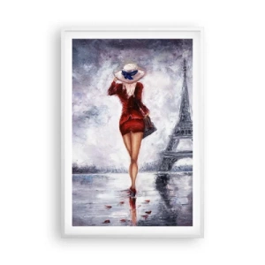 Póster en marco blanco - Símbolos parisinos - 61x91 cm