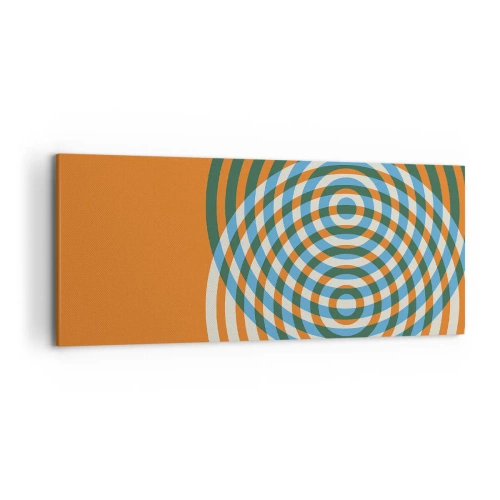 Cuadro sobre lienzo - Impresión de Imagen - Círculos concéntricos sobre un fondo naranja - 120x50cm - Círculos y abstracción - Decoración de pared moderna para salón y dormitorio ARTTOR