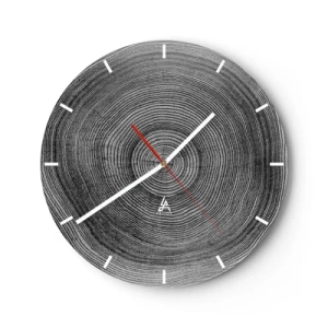 Reloj de pared - Reloj de vidrio - Veta de madera concéntrica en blanco y negro - 30x30cm - El paso del tiempo - Decoración de pared moderna para salón, cocina y dormitorio ARTTOR