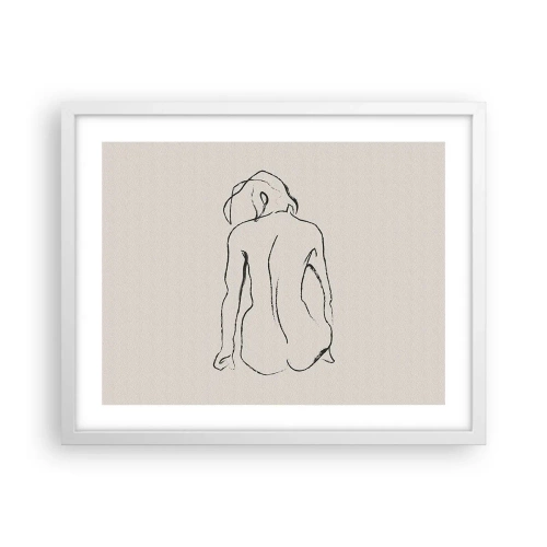 Póster en marco blanco - Esbozos de una espalada - 50x40 cm