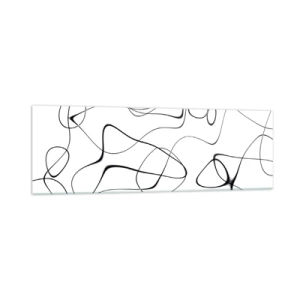 Cuadro sobre vidrio - Impresiones sobre Vidrio - Líneas negras abstractas sobre un fondo blanco en un estilo minimalista. - 160x50cm - Los caminos de la vida, las vicisitudes del destino - Decoración de pared moderna para salón y dormitorio ARTTOR