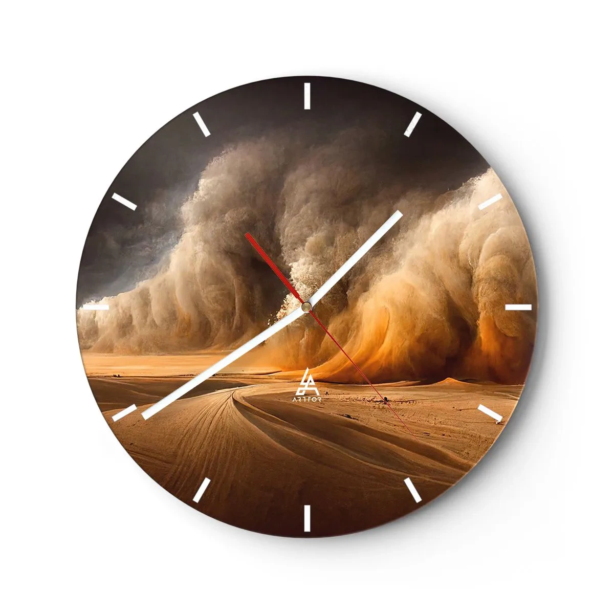 Reloj de pared - Reloj de vidrio - Una enorme tormenta de arena arrasa el desierto - 30x30cm - Ira del desierto - Decoración de pared moderna para salón, cocina y dormitorio ARTTOR