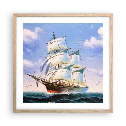 Póster en marco roble claro - Orgulloso con el viento - 50x50 cm