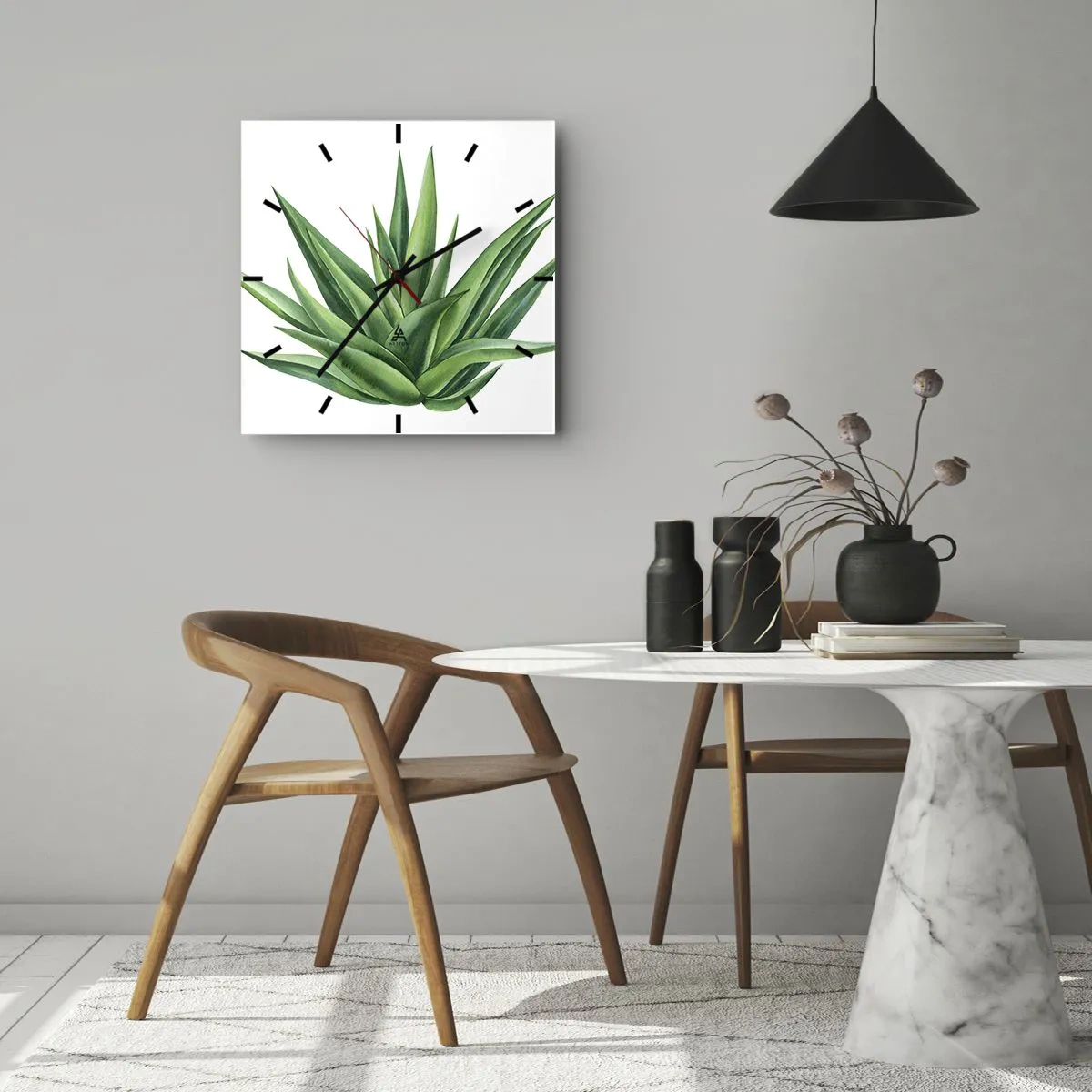 Reloj de pared - Reloj de vidrio - Verde - fuerza - vida - 40x40 cm