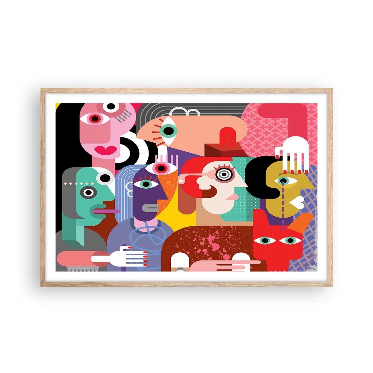 Póster en marco roble claro - Estilo Picasso - 91x61 cm