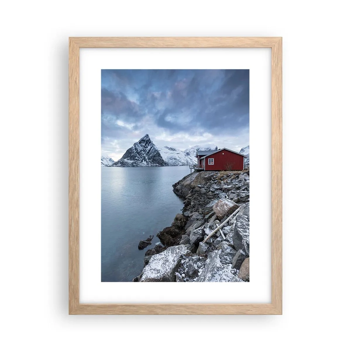 Póster en marco roble claro - Paisaje escandinavo - 30x40 cm