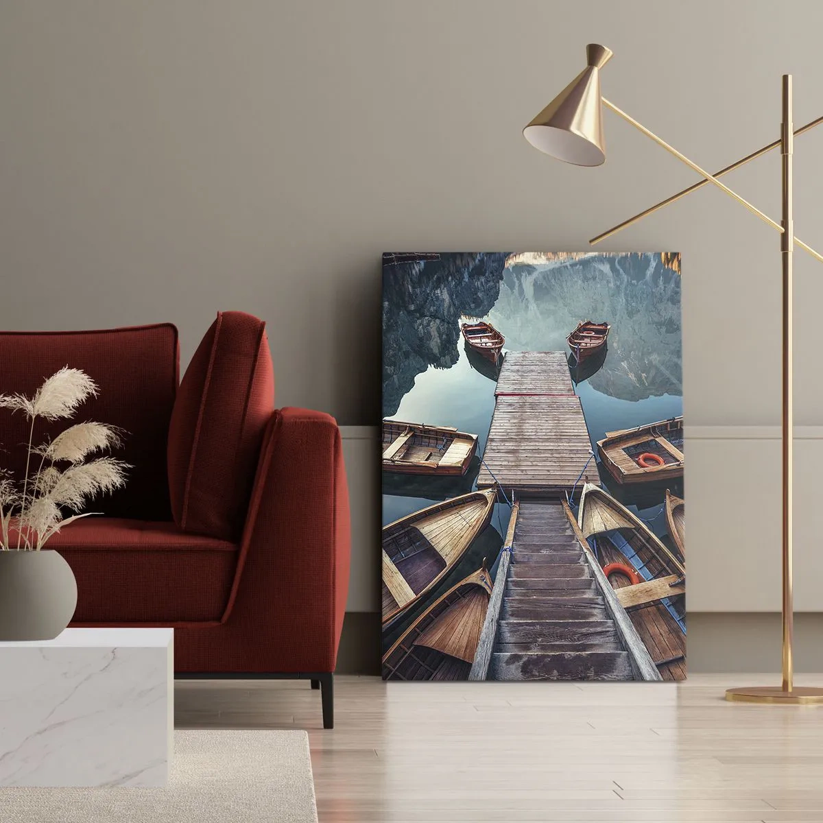 Cuadro sobre lienzo - Impresión de Imagen - Esperando en el muelle - 55x100 cm