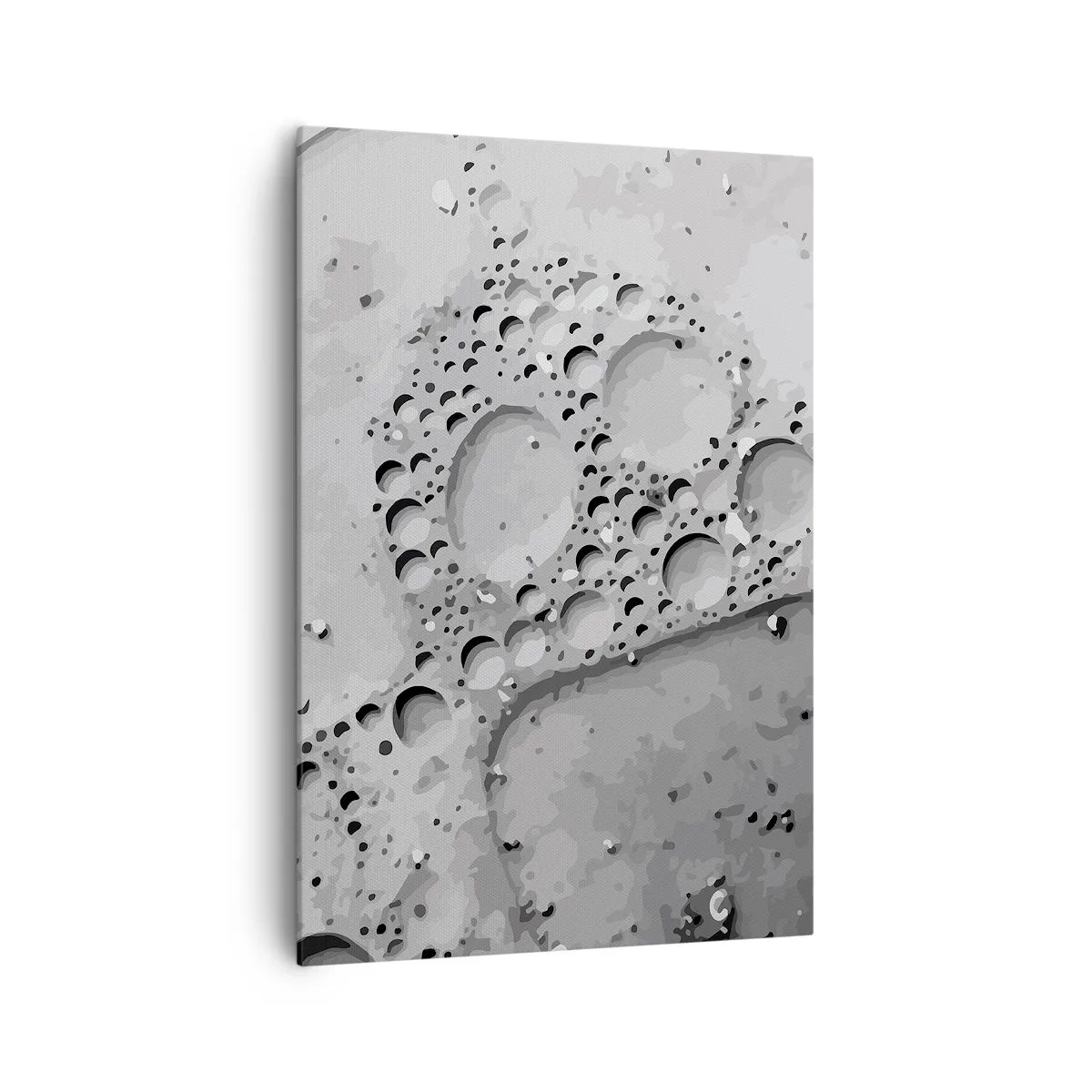 Cuadro sobre lienzo - Impresión de Imagen - Patrón de burbujas en blanco y negro en un estilo minimalista. - 70x100cm - Rastro espumoso - Decoración de pared moderna para salón y dormitorio ARTTOR
