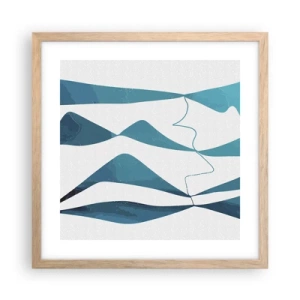 Póster en marco roble claro - Abstracción: un compuesto turquesa - 40x40 cm