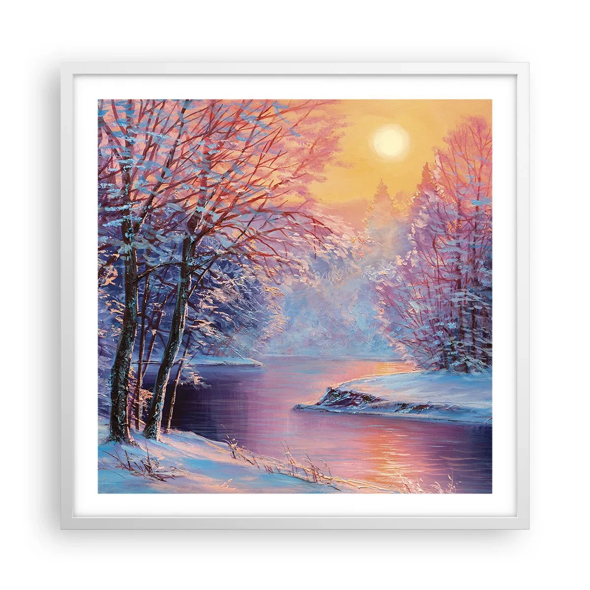Póster en marco blanco - Colores del invierno - 60x60 cm