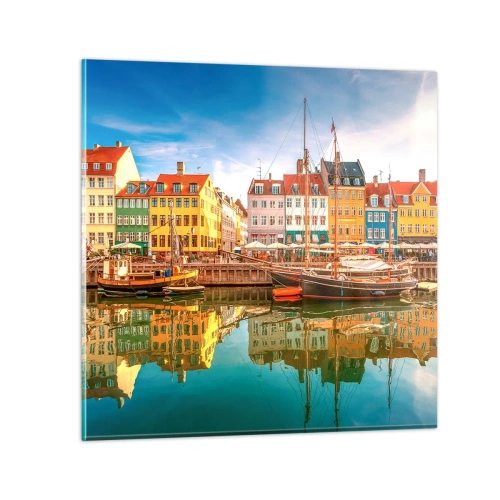 Cuadro sobre vidrio - Impresiones sobre Vidrio - Sobre el agua tan suave como un espejo - 70x70 cm