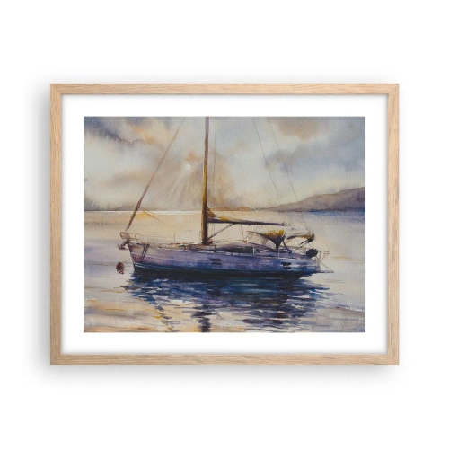 Póster en marco roble claro - Atardecer en la bahía - 50x40 cm