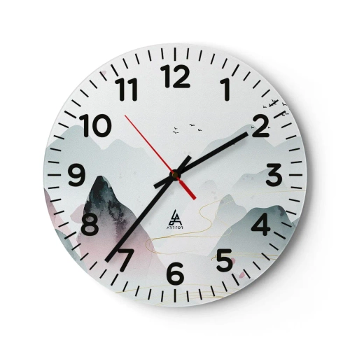 Reloj de pared - Reloj de vidrio - Sobre las cimas - 40x40 cm
