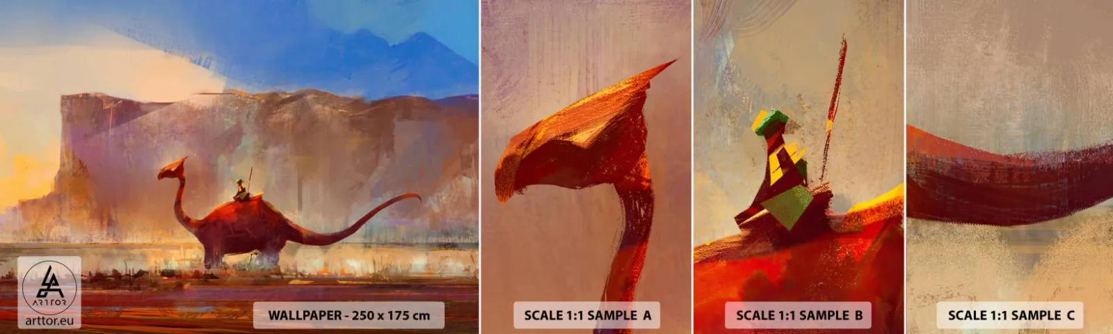 Muestra De Fotomural Standard Eco - Si no se hubieran extinguido - Abstracción, Dinosaurio, Fantasía - 100x30 cm