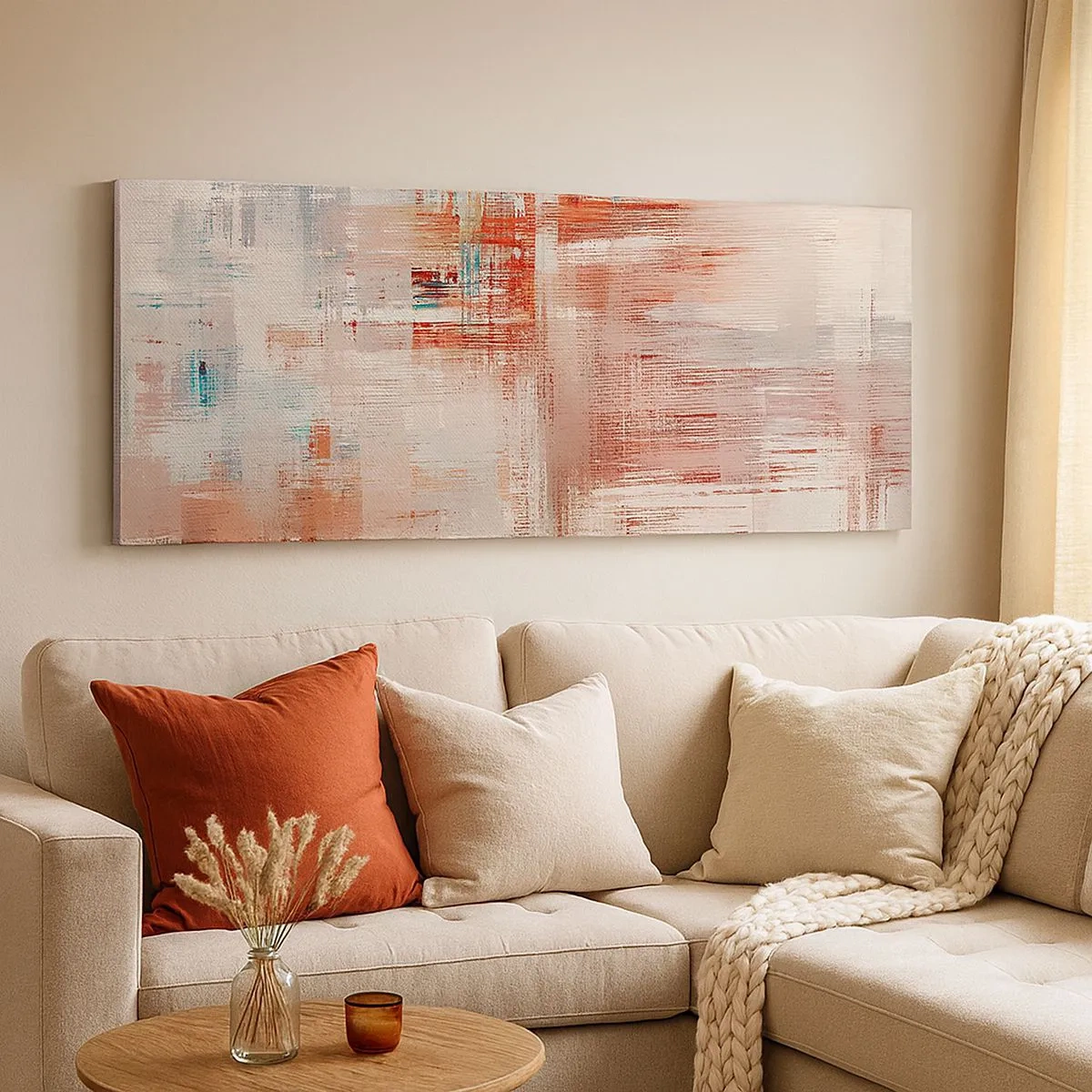 Cuadro sobre lienzo - Impresión de Imagen - Niebla rosa - 100x40 cm