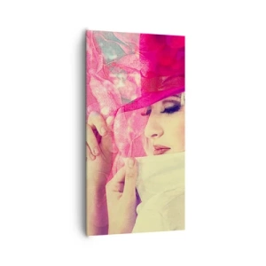 Cuadro sobre lienzo - Impresión de Imagen - Retrato retro en rosa - 65x120 cm