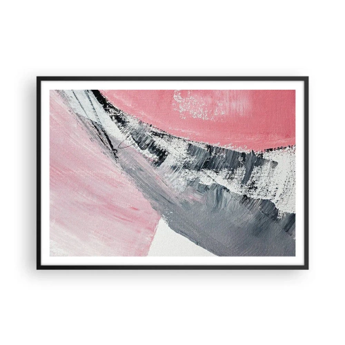 Póster en marco negro - Una composición abstracta en tonos rosa y gris. - 100x70cm - Composición a juego - Decoración de pared moderna para salón y dormitorio ARTTOR