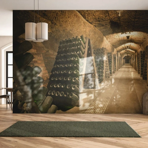 Fotomural Standard Eco - El nacimiento del gusto - Gastronomía, Una botella de vino, Bodega - 400x280 cm