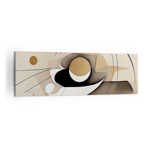 Cuadro sobre lienzo - Impresión de Imagen - Composición abstracta en tonos beige y negro. - 160x50cm - Composición: la esencia de las cosas - Decoración de pared moderna para salón y dormitorio ARTTOR
