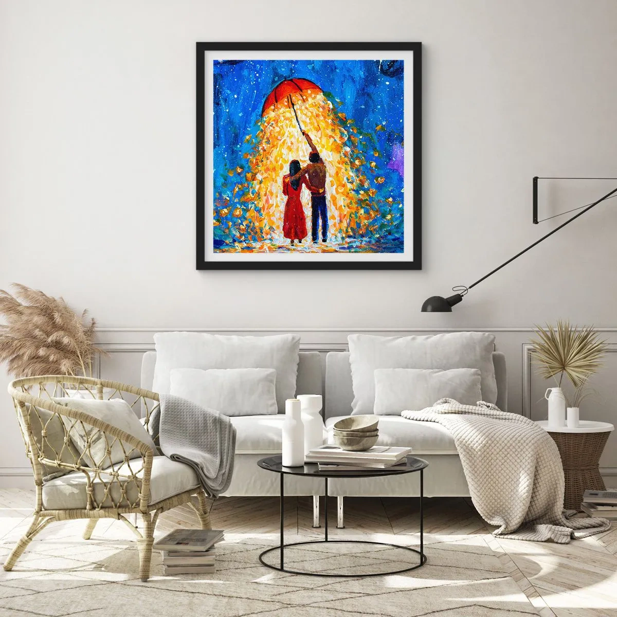 Póster en marco negro - La magia de una tarde lluviosa - 30x30 cm