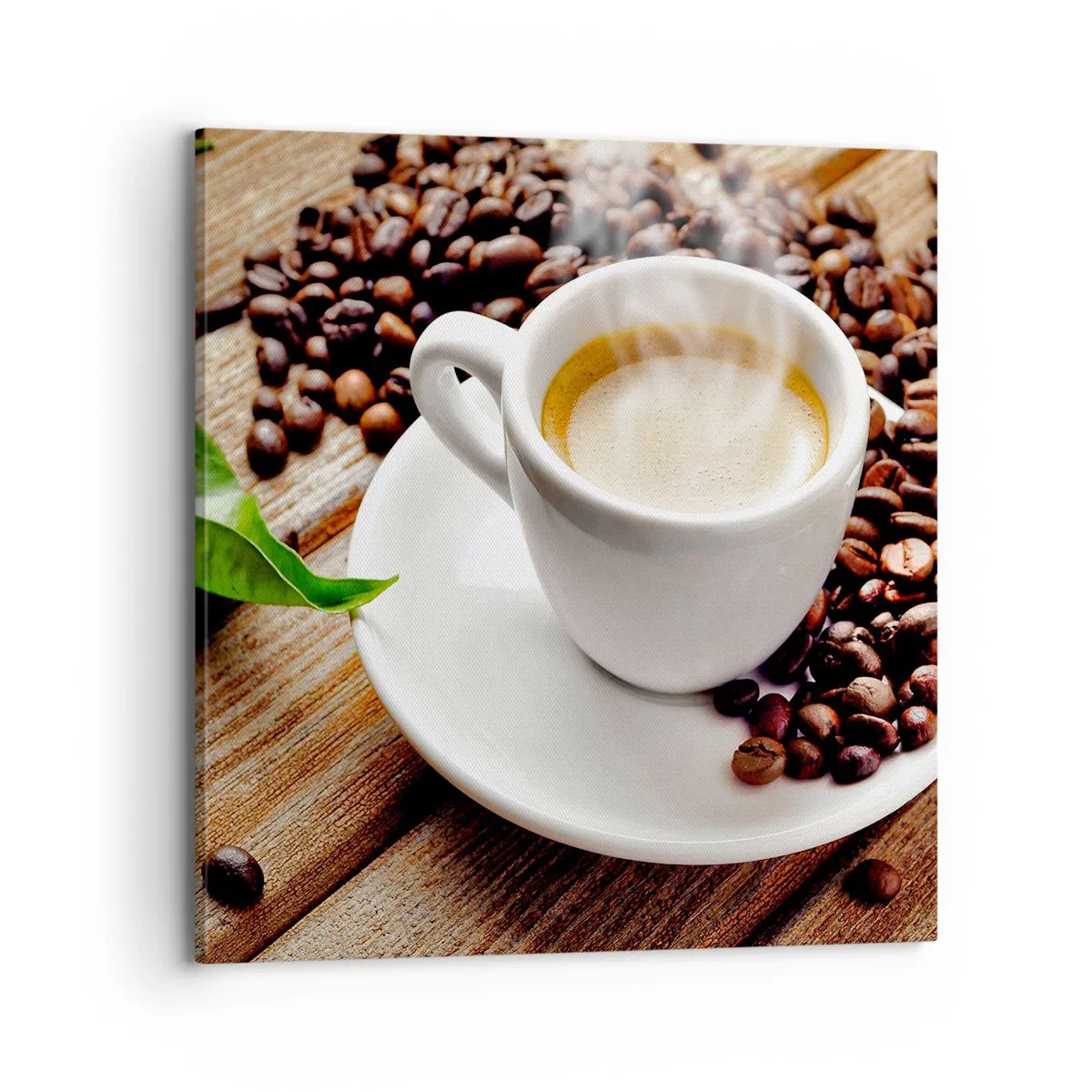 Cuadro sobre lienzo - Impresión de Imagen - Café en el banco - 70x70 cm