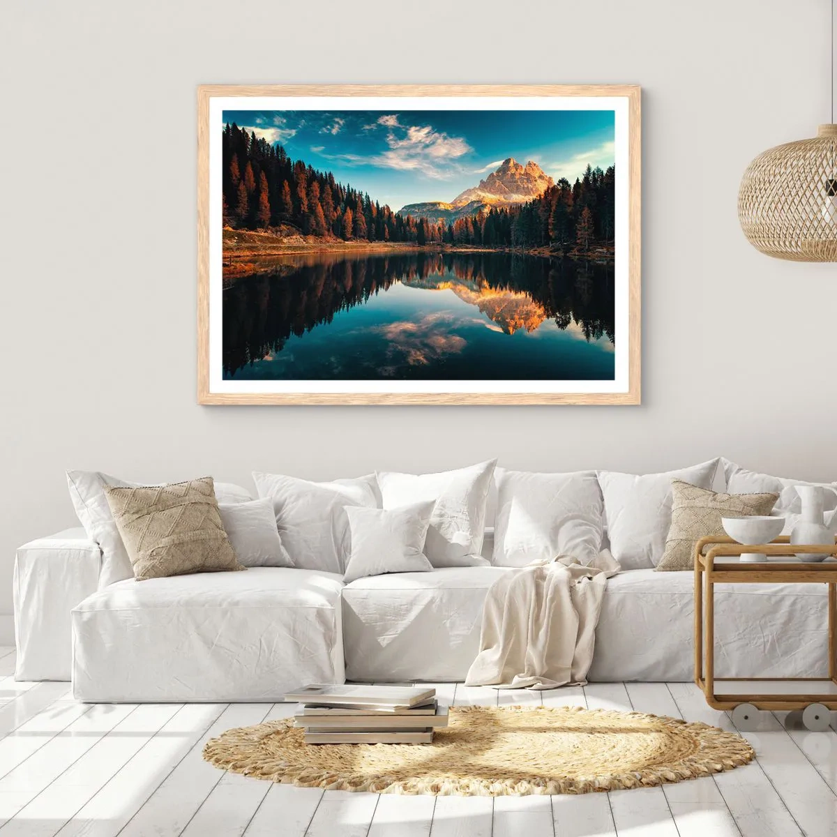 Póster en marco roble claro - Paisaje duplicado - 100x70 cm