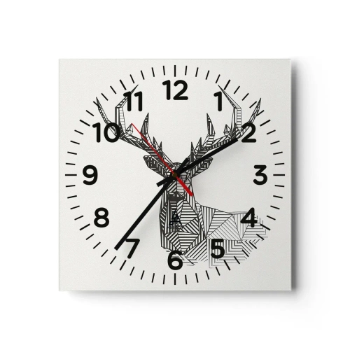 Reloj de pared - Reloj de vidrio - Ciervo en estilo cubista - 30x30 cm