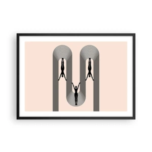 Póster en marco negro - Siluetas geométricas sobre un fondo beige - 70x50cm - Al revés, o no - Decoración de pared moderna para salón y dormitorio ARTTOR