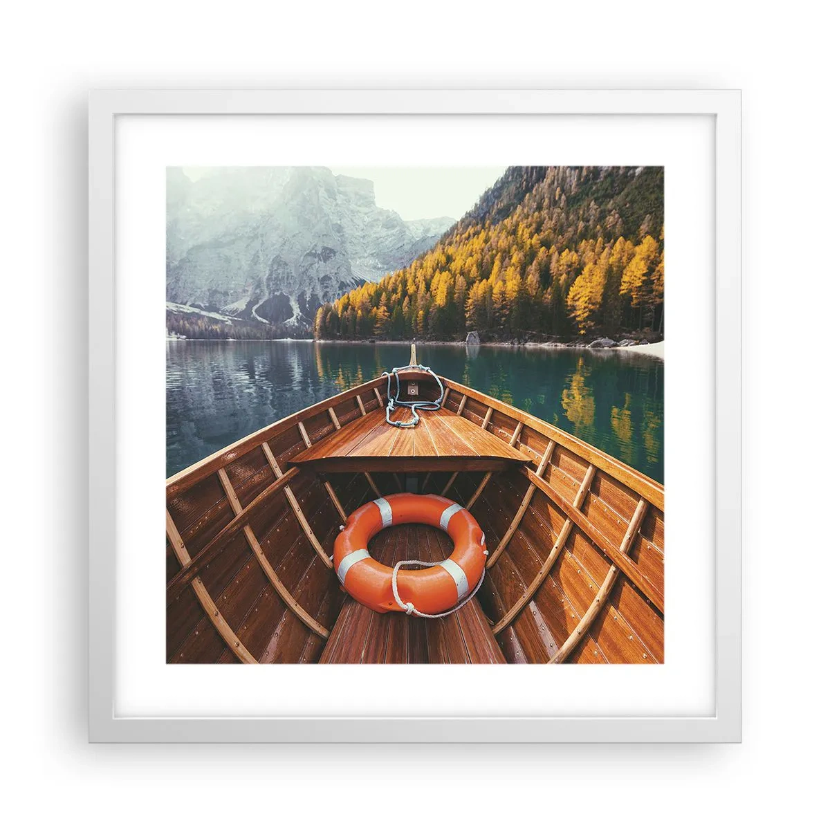 Póster en marco blanco - Viaje a la montaña - 40x40 cm