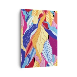 Cuadro sobre lienzo - Impresión de Imagen - Las hojas de colores vibrantes crean una composición dinámica. - 70x100cm - Desorden colorido - Decoración de pared moderna para salón y dormitorio ARTTOR