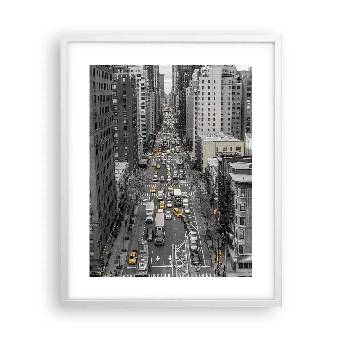 Póster en marco blanco - La vida de Nueva York - 40x50 cm