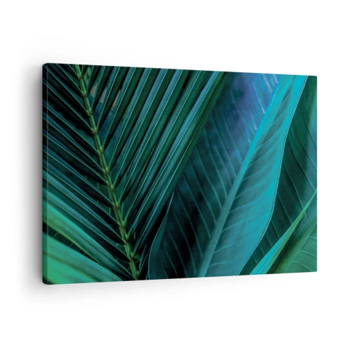 Cuadro sobre lienzo - Impresión de Imagen - Primer plano de hojas verdes tropicales - 70x50cm - Anatomía del verde - Decoración de pared moderna para salón y dormitorio ARTTOR