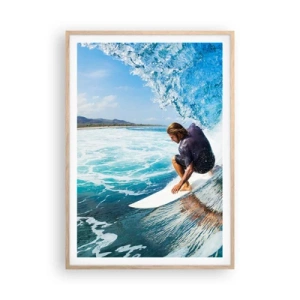 Póster en marco roble claro - Bailando con las olas - 70x100 cm