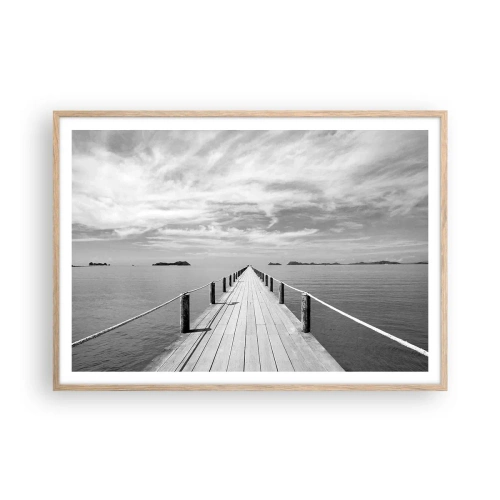 Póster en marco roble claro - Hora de viajar - 100x70 cm