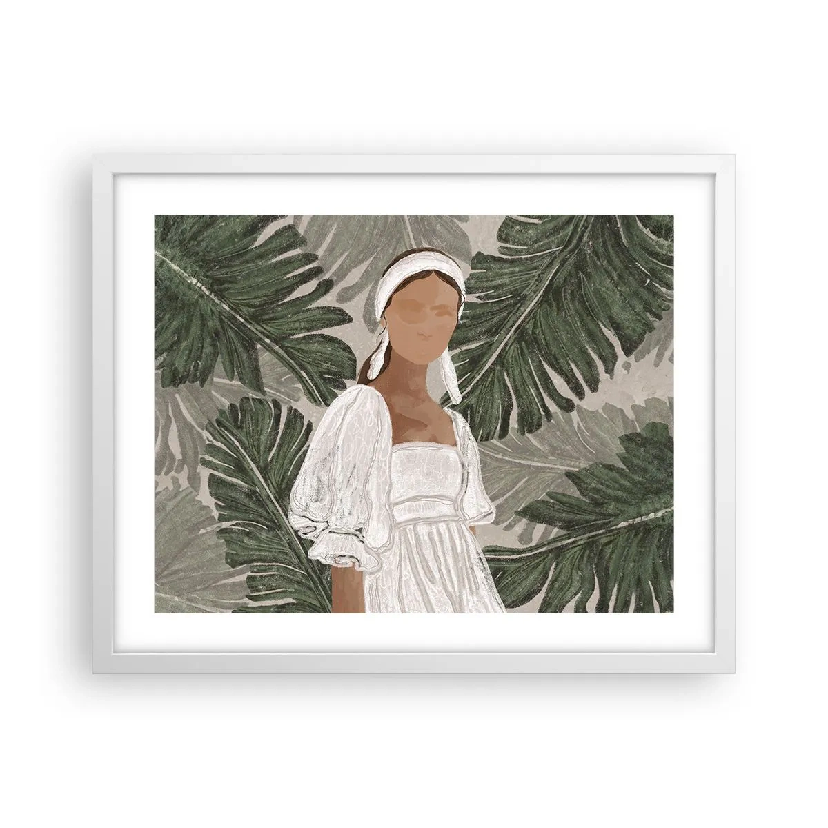 Póster en marco blanco - Retrato exótico - 50x40 cm