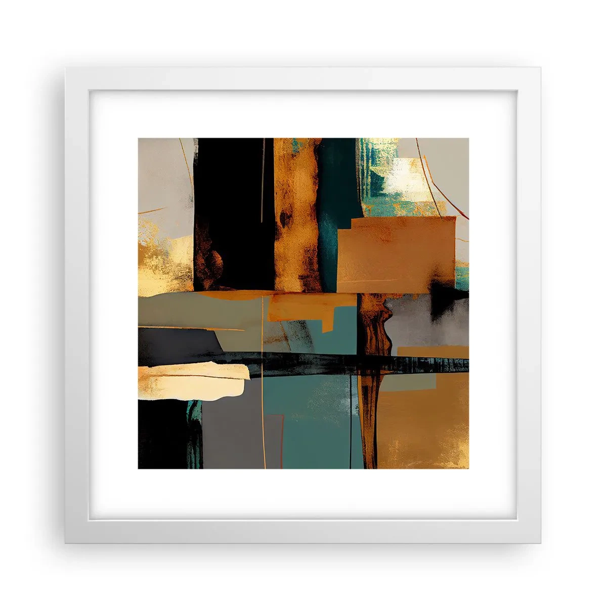 Póster en marco blanco - Abstracción: luces y sombras - 30x30 cm
