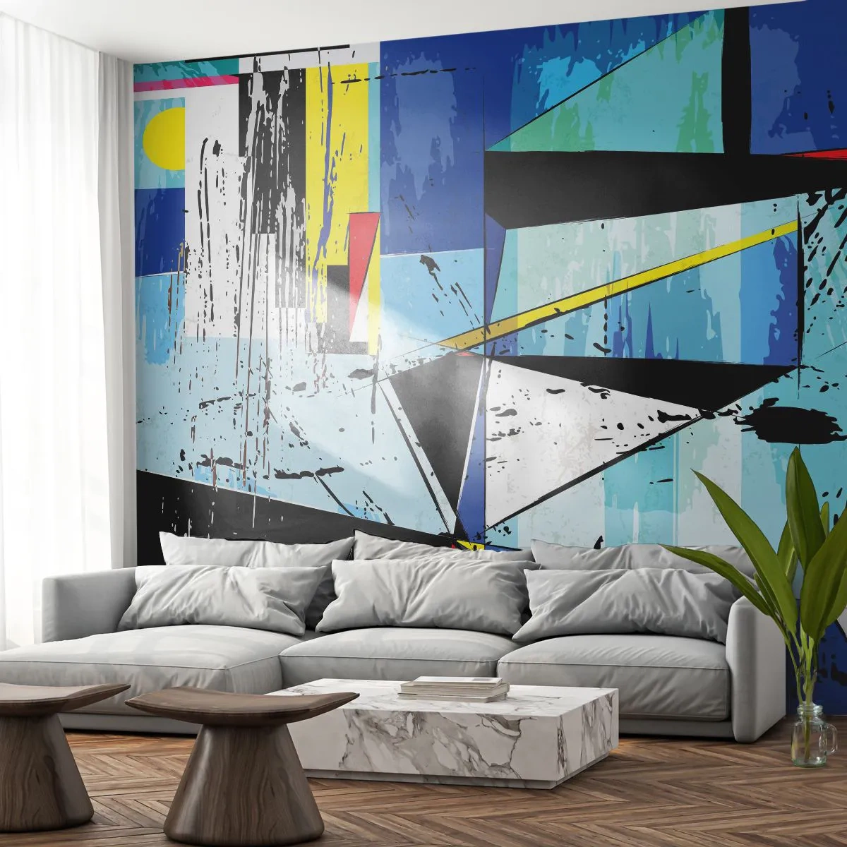 Fotomural Premium Canvas - Mirando el mundo desde un ángulo distinto - Abstracción, Pedazo, Patrón moderno - 200x140 cm