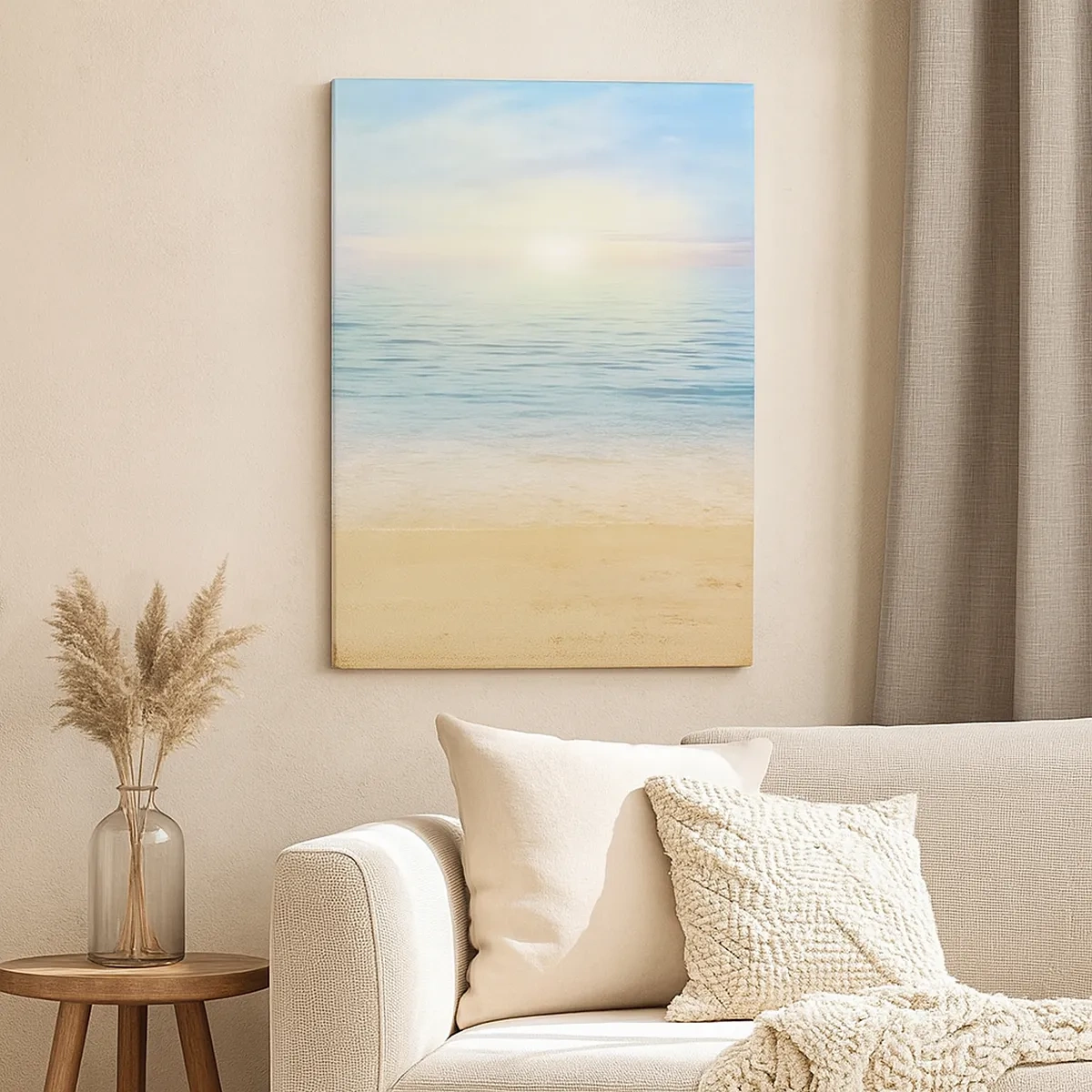 Cuadro sobre lienzo - Impresión de Imagen - Una playa con mar turquesa y cielo despejado. - 50x70cm - Gran cielo azul - Decoración de pared moderna para salón y dormitorio ARTTOR