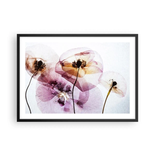 Póster en marco negro - Delicadas flores transparentes en tonos pastel. - 70x50cm - Cuerpo de flor - Decoración de pared moderna para salón y dormitorio ARTTOR