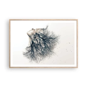 Póster en marco roble claro - Escuchando el susurro de un árbol - 100x70 cm