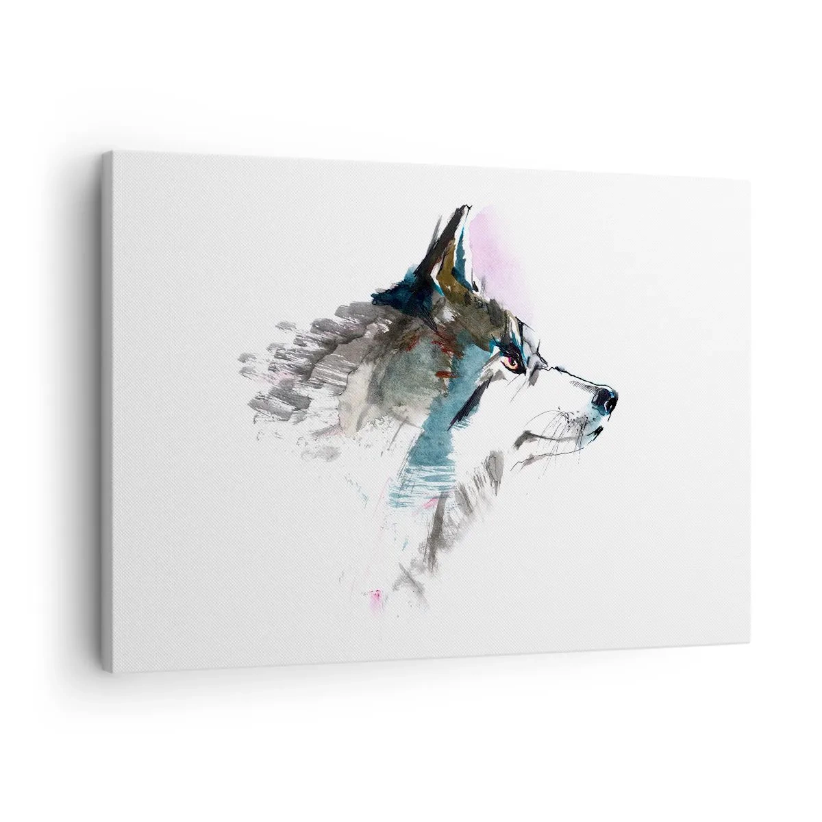 Cuadro sobre lienzo - Impresión de Imagen - Lobo de acuarela en estilo minimalista. - 70x50cm - Habla del lobo si lo ves - Decoración de pared moderna para salón y dormitorio ARTTOR