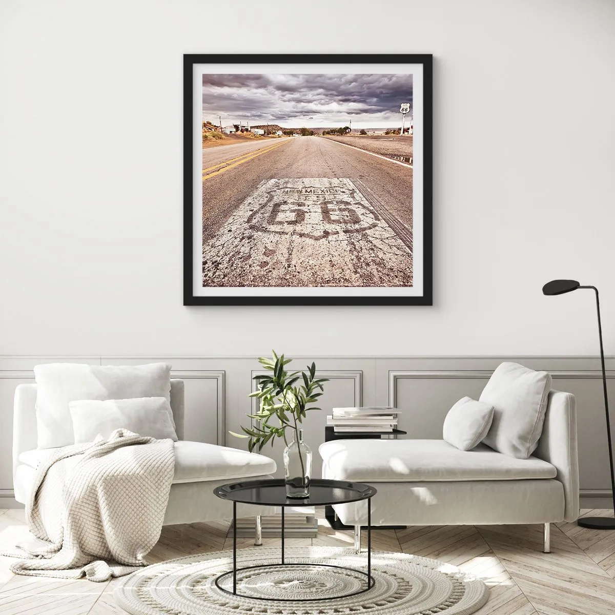 Póster en marco negro - Mother Road: una leyenda americana - 40x40 cm