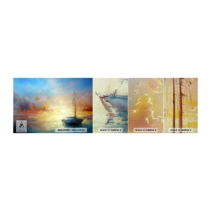 Muestra de fotomural Premium Canvas - En una bahía dorada - Velero, Paisaje, Mar - 100x30 cm