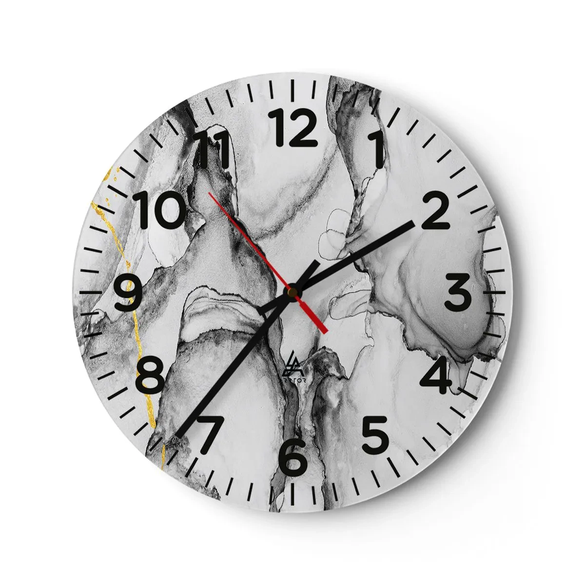 Reloj de pared - Reloj de vidrio - Composición con motivo de oro - 40x40 cm