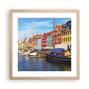 Póster en marco roble claro - Muelle alegre - 40x40 cm